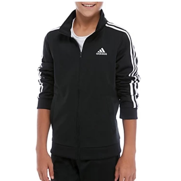 Boys ADIDAS Black & White Youth Zip Up Jacket XL - Picture 1 of 7